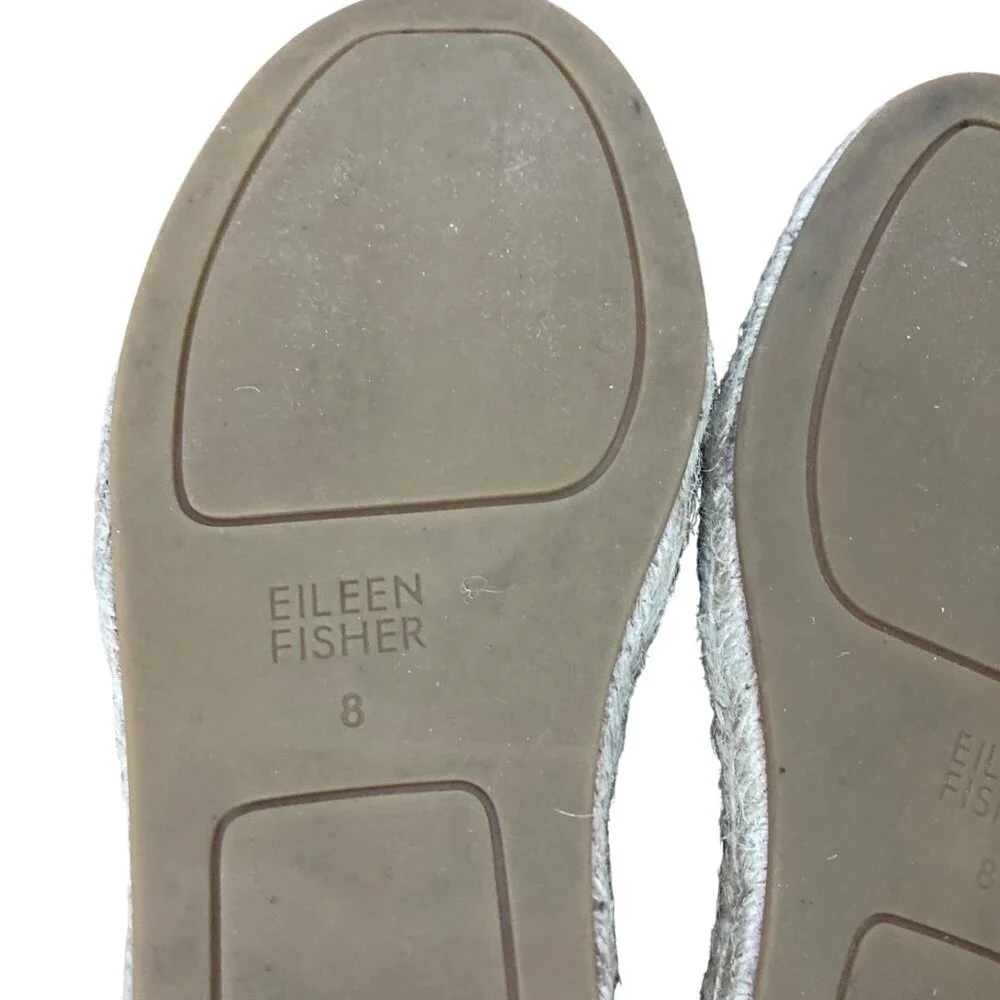 Eileen Fisher Lace Espadrille Flats Womens 8 Black Suede Strappy Sandals